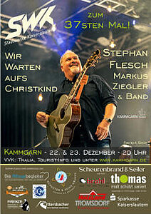 Flyer zur Veranstaltung "Wir warten aufs Christkind" von Stephan Flesch am 22. und 23. November ab 20 Uhr in der Kammgarn in Kaiserslautern.