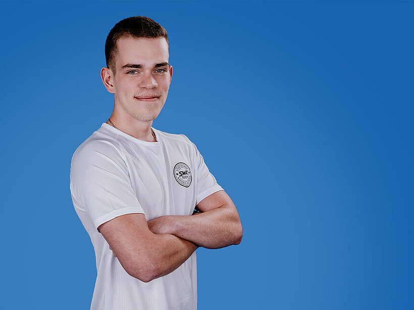 SWK-Mitarbeiter posieren bei einem Fotoshooting