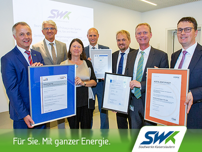 Umfassende Versorgungssicherheit in allen Sparten und gleichzeitig ein Beitrag zum Klimaschutz. SWK Stadtwerke Kaiserslautern zertifiziert!