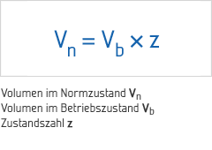Formel zur Berechnung von Volumen im Normalzustand