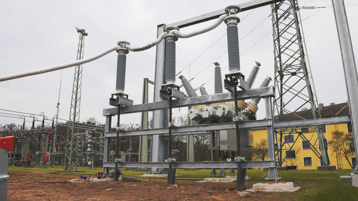 Umspannwerk bei der 110 kV Prüfung
