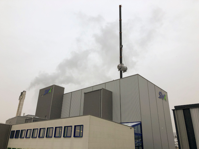 Außenansicht auf Heizkraftwerk am Standort in der Karcherstraße