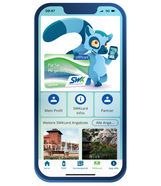 SWK-App Startseite von SWKcard