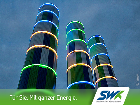 Energie wird sichtbar - SWK illuminiert Wärmespeicher. Klimaschutz für Kaiserslautern